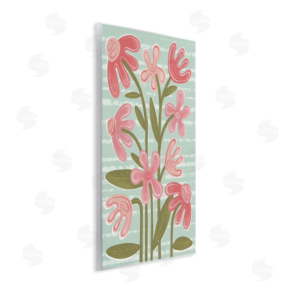 Martina Pavlova Pink Whimsy Midcentury Flowers Wall Plaque Art Print