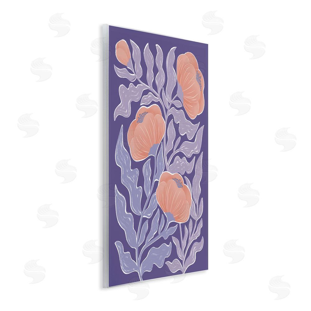 Martina Pavlova Midcentury Purple Poppies Wooden Wall Plaque Art Print