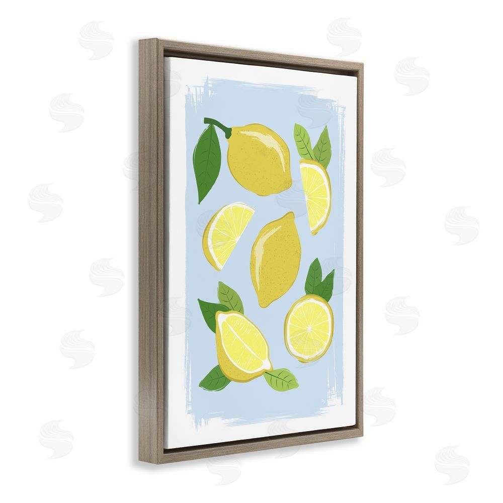Martina Pavlova Pastel Summer Lemons Brown Floating Frame Canvas Wall Art Print