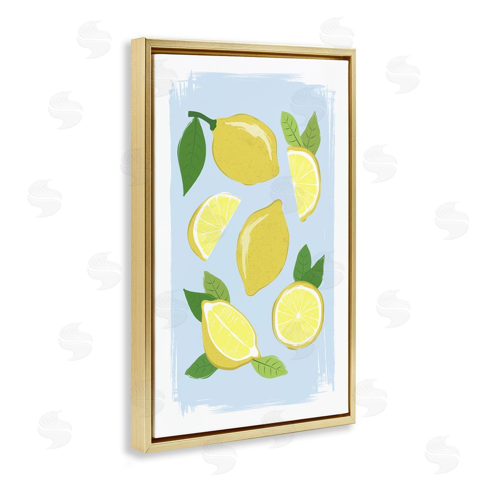 Martina Pavlova Pastel Summer Lemons Gold Floating Frame Canvas Wall Art Print