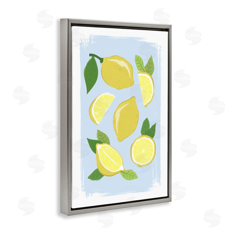Martina Pavlova Pastel Summer Lemons Gray Floating Frame Canvas Wall Art Print