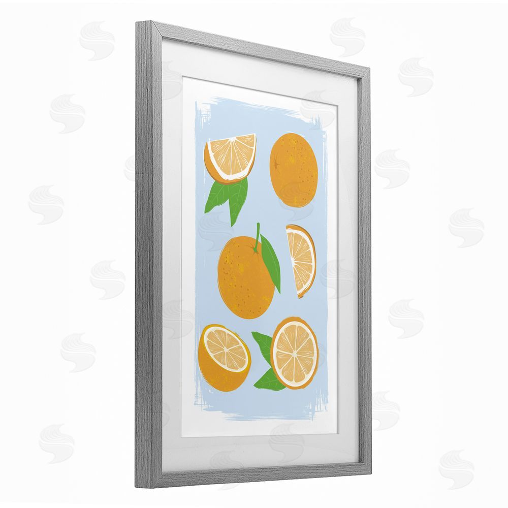 Martina Pavlova Pastel Summer Oranges Gray Framed Print Under Glass Wall Art