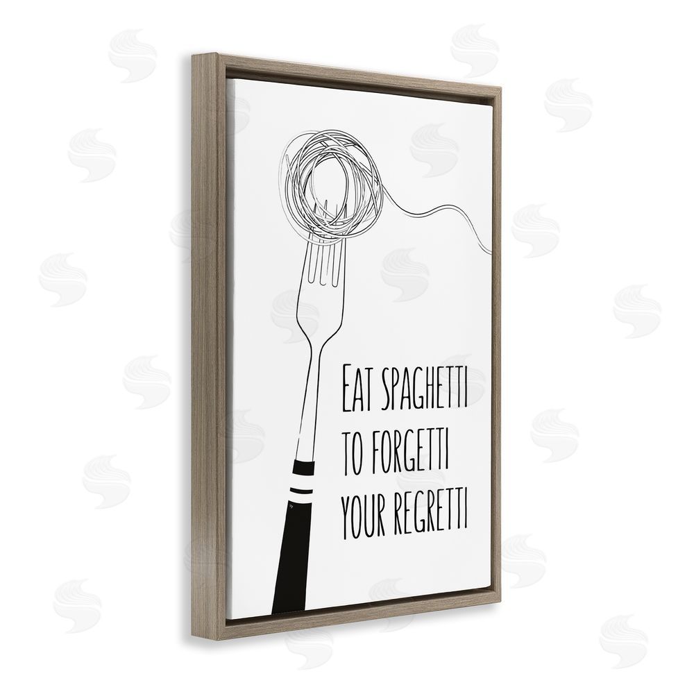 Martina Pavlova Funny Spaghetti Sass Brown Floating Frame Canvas Wall Art