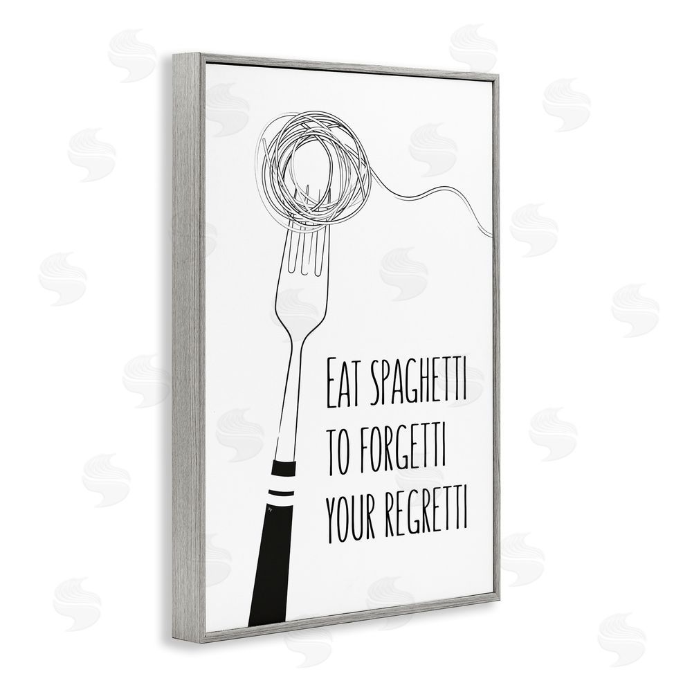 Martina Pavlova Funny Spaghetti Sass Gray Framed Giclee Wall Art Print
