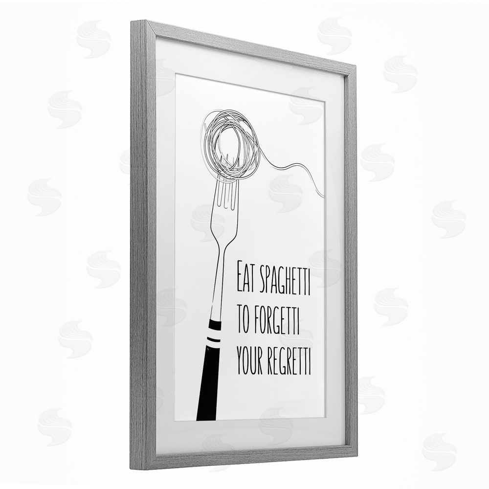 Martina Pavlova Funny Spaghetti Sass Gray Framed Print Under Glass with Mat Wall Art