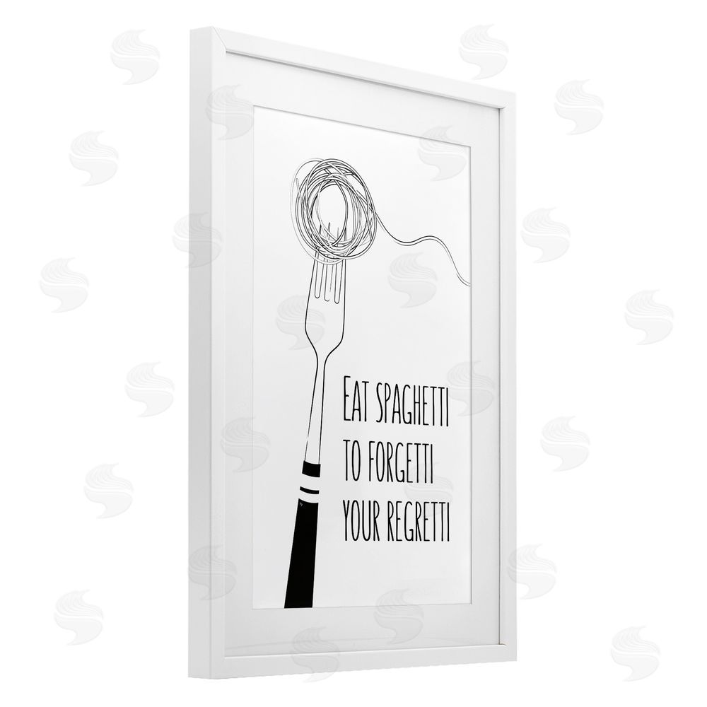 Martina Pavlova Funny Spaghetti Sass White Framed Print Under Glass with Mat Wall Art