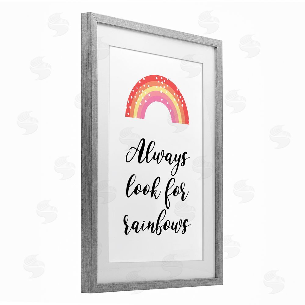 Martina Pavlova Always Look For Rainbows Gray Framed Print Under Glass Wall Art