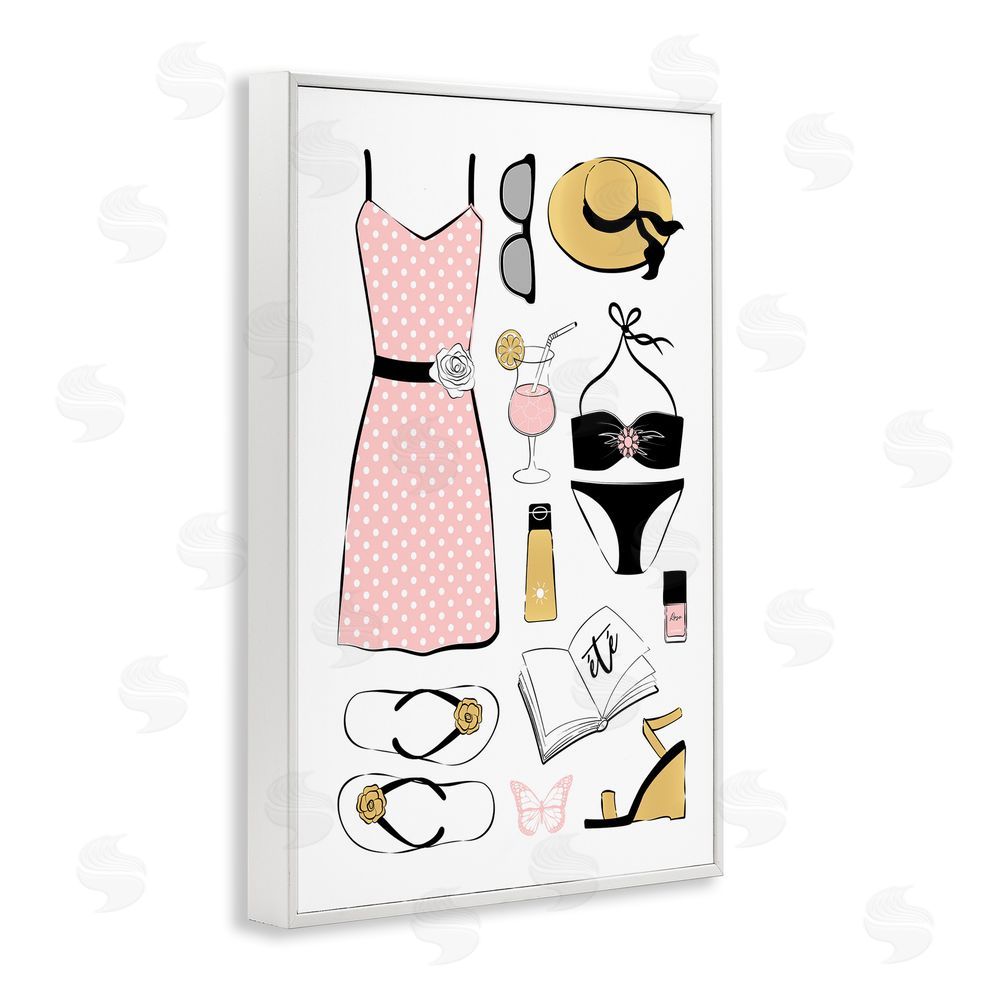 Martina Pavlova Summer Vibes Necessities White Framed Giclee Wall Art Print