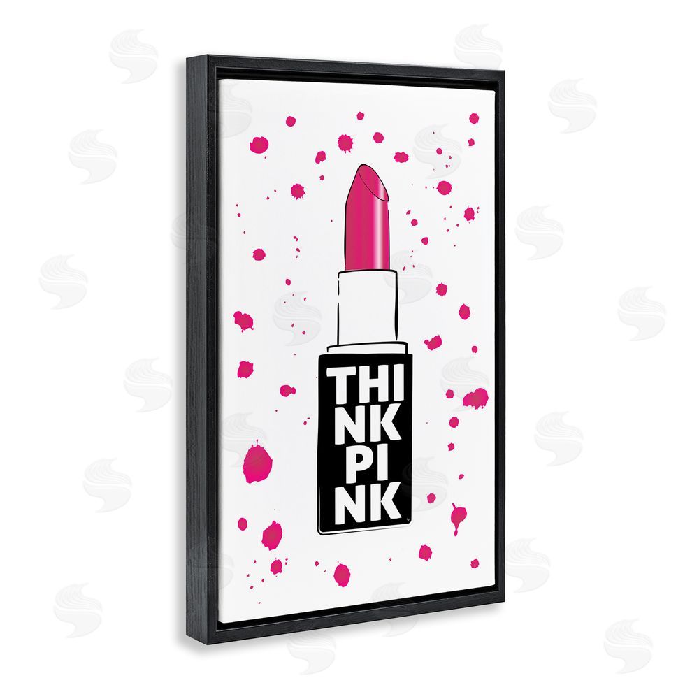 Martina Pavlova Think Pink Lipstick Black Floating Frame Canvas Wall Art Print