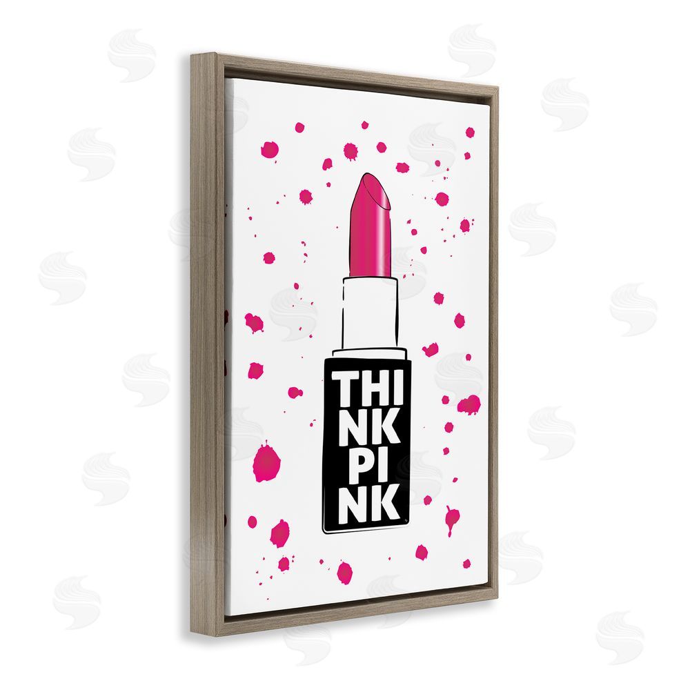Martina Pavlova Think Pink Lipstick Brown Floating Frame Canvas Wall Art Print