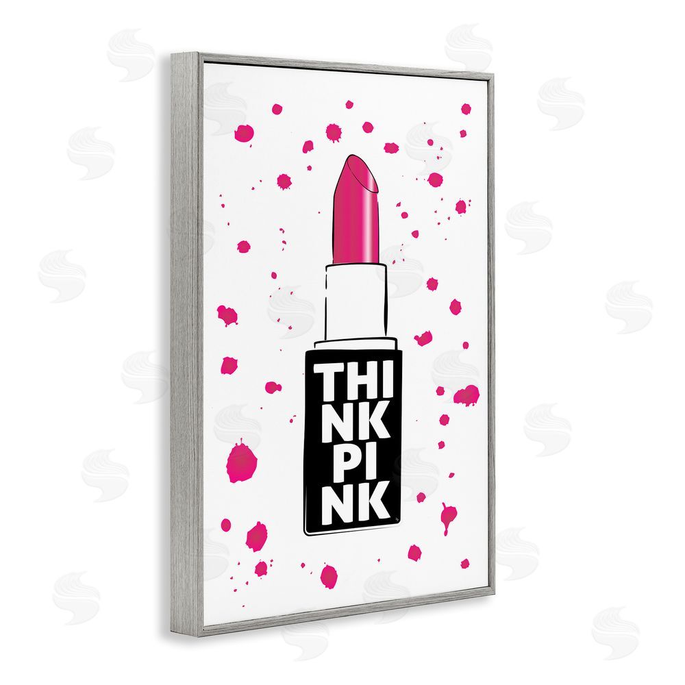 Martina Pavlova Think Pink Lipstick Gray Framed Giclee Wall Art Print