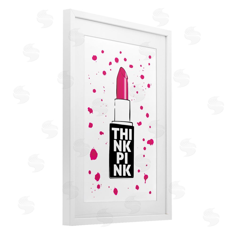Martina Pavlova Think Pink Lipstick White Framed Print Under Glass Wall Art
