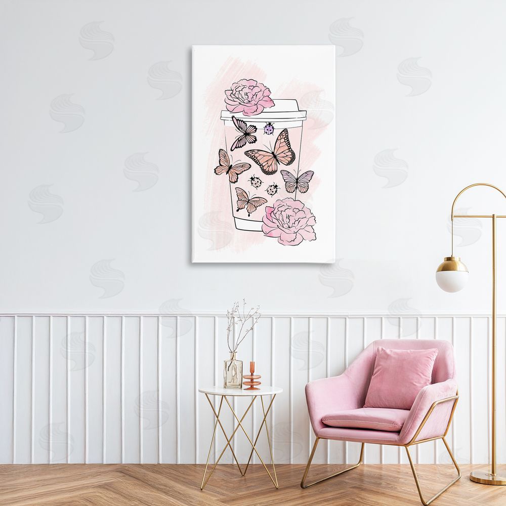 Martina Pavlova Romantic Coffee & Butterflies Stretched Canvas Wall Art in Room