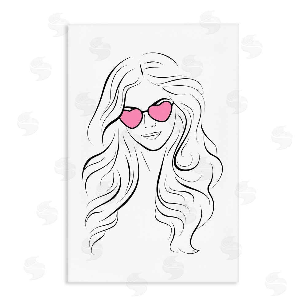 Martina Pavlova Leila Pink Heart Sunglasses Stretched Canvas Wall Art Print