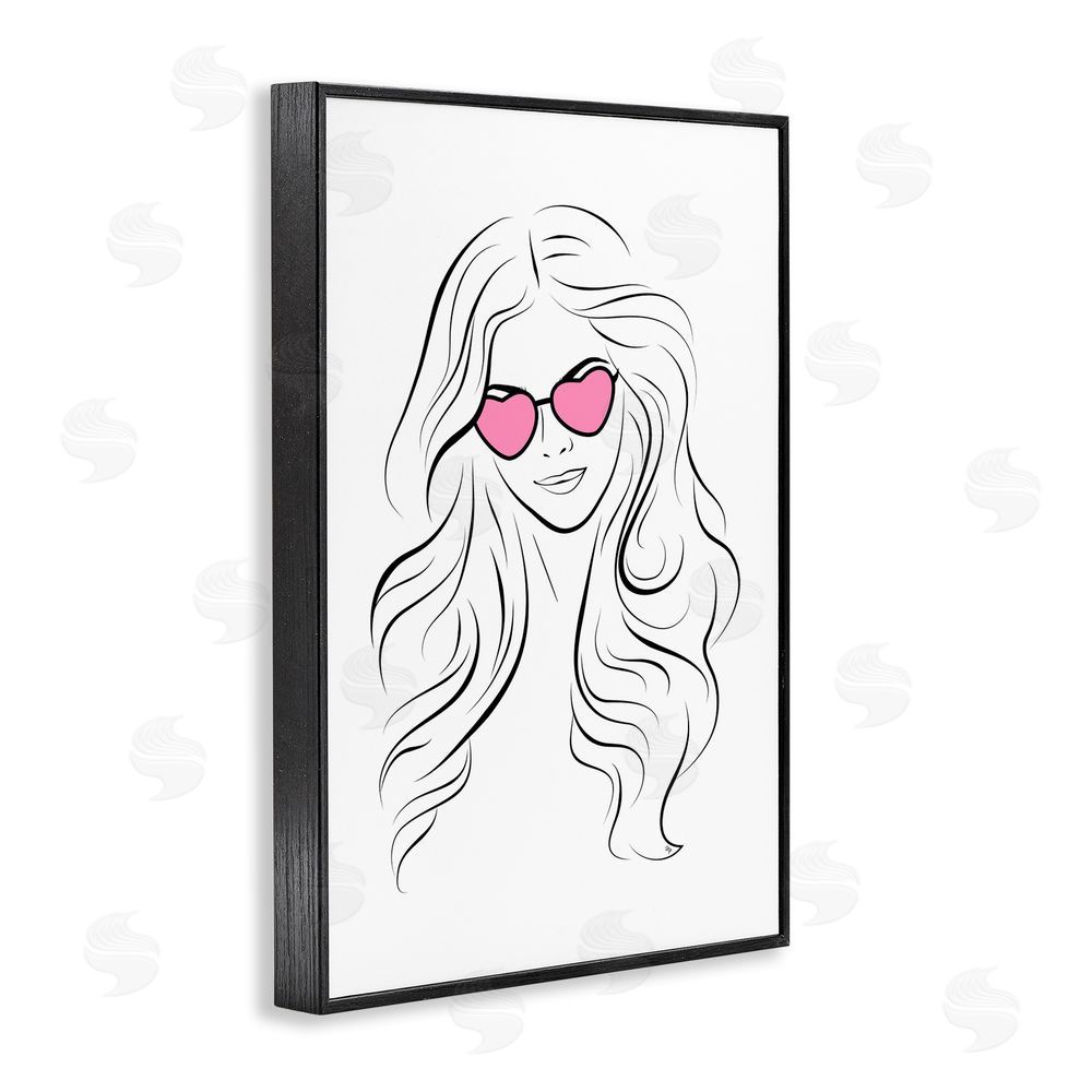Martina Pavlova Leila Pink Heart Sunglasses Black Framed Giclee Wall Art Print