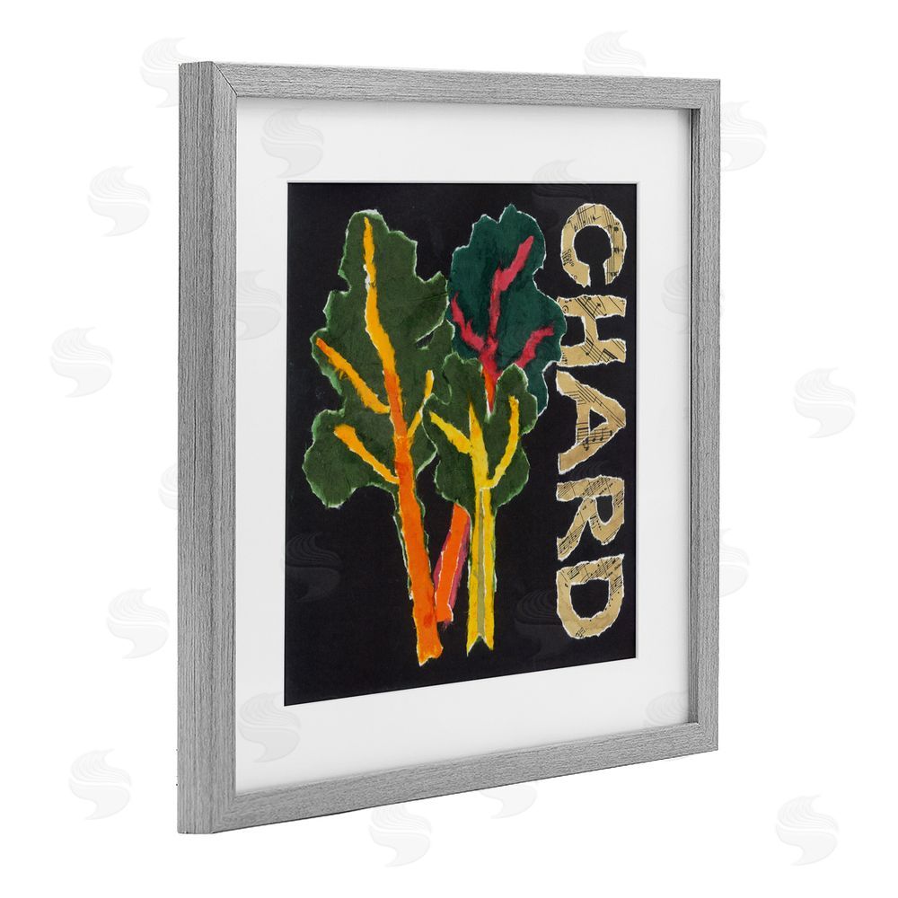 Nancy Overton Chard Leafy Vegetable Gray Framed Print Under Glass Wall Art