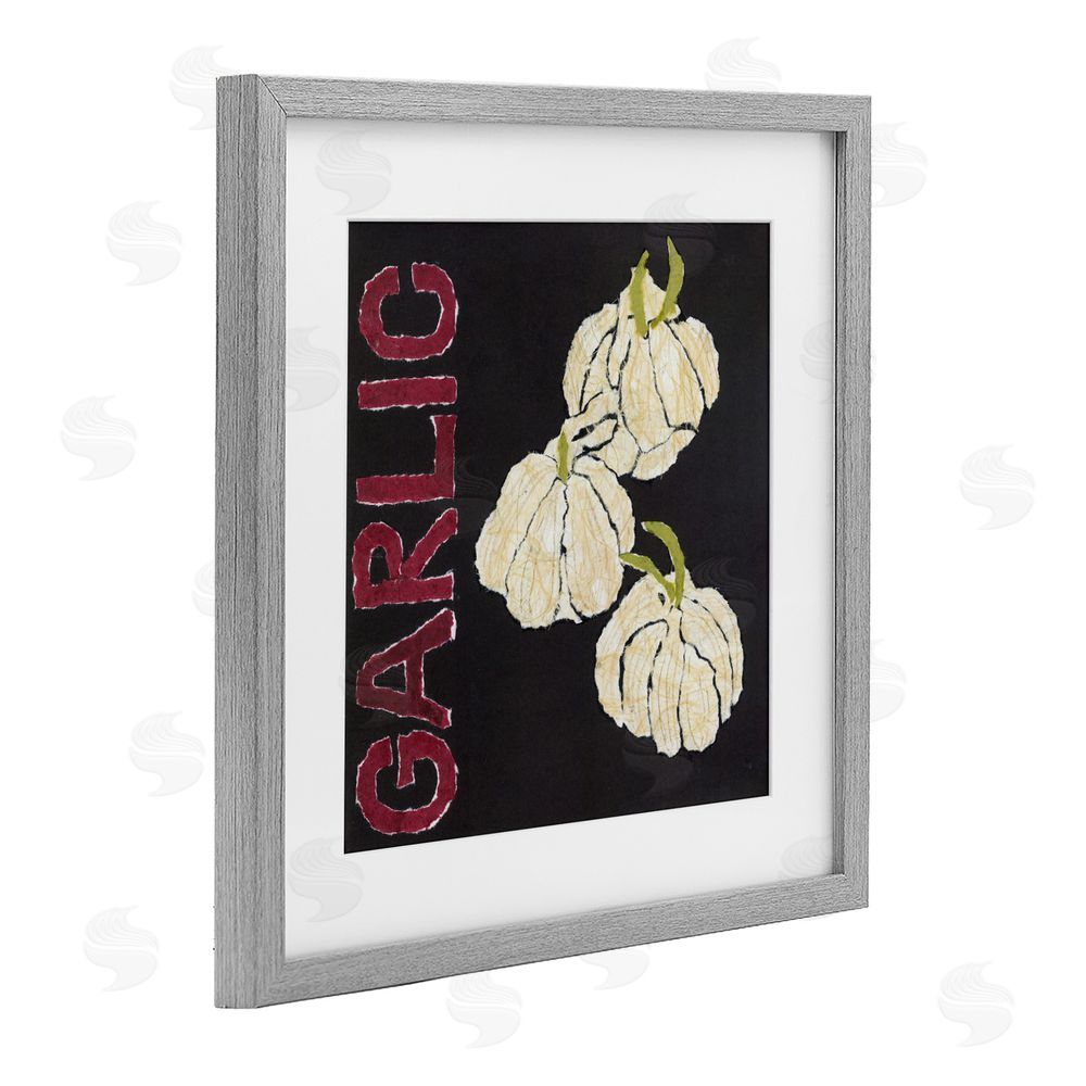 Nancy Overton Garlic Garden Vegetable Gray Framed Print Under Glass Wall Art