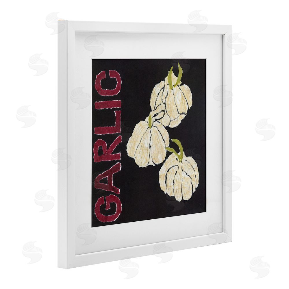 Nancy Overton Garlic Garden Vegetable White Framed Print Under Glass Wall Art