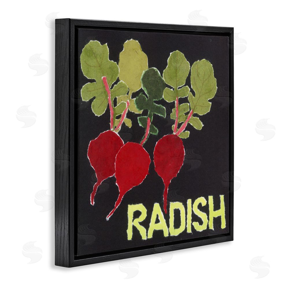 Nancy Overton Collaged Radish Vegetables Black Floating Frame Canvas Wall Art Print