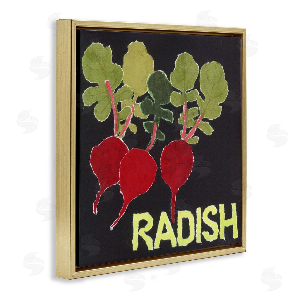 Nancy Overton Collaged Radish Vegetables Gold Floating Frame Canvas Wall Art Print