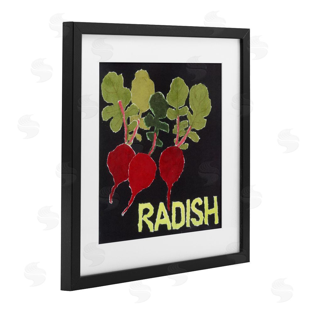 Nancy Overton Collaged Radish Vegetables Black Framed Print Under Glass Wall Art