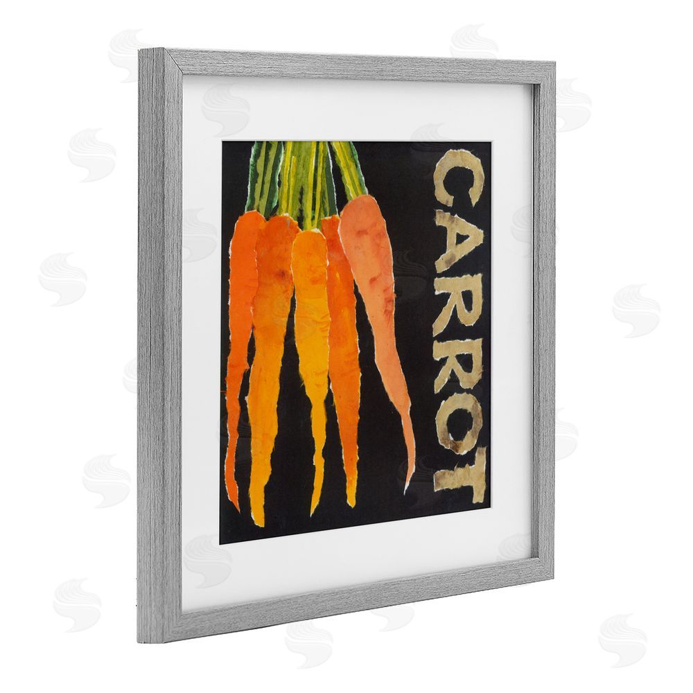 Nancy Overton Carrot Root Vegetable Gray Framed Print Under Glass Wall Art