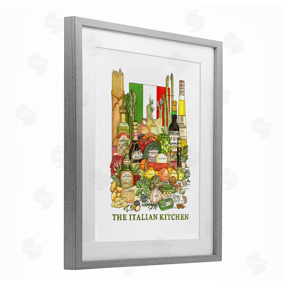Nancy Overton Italian Kitchen and Food Gray Framed Print Under Glass with Mat Wall Art