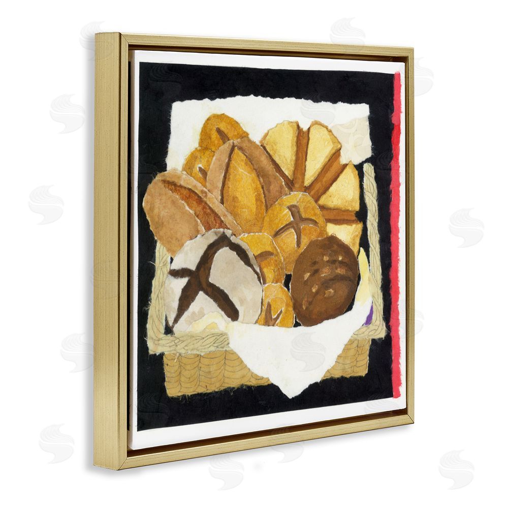 Nancy Overton Bread Box and Stripe Gold Floating Frame Canvas Wall Art Print