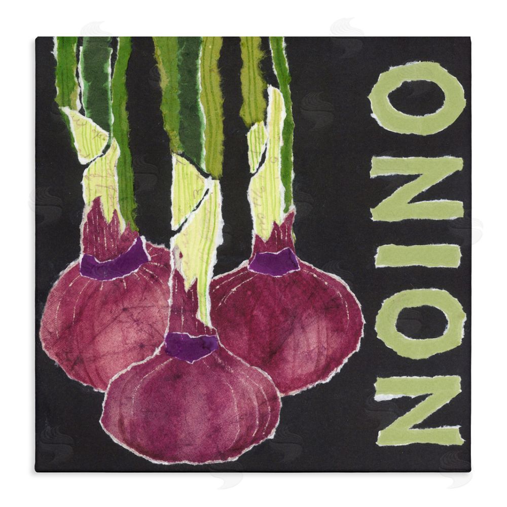 Nancy Overton Collaged Garden Onion Stretched Canvas Wall Art Print