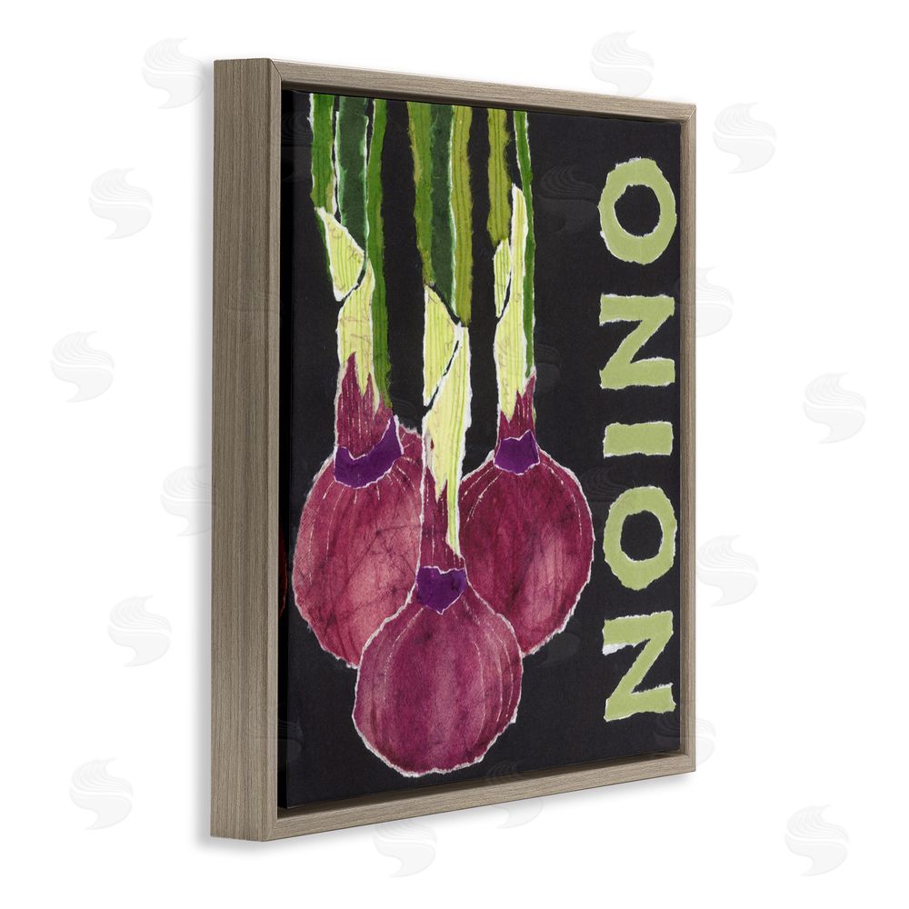 Nancy Overton Collaged Garden Onion Brown Floating Frame Canvas Wall Art Print