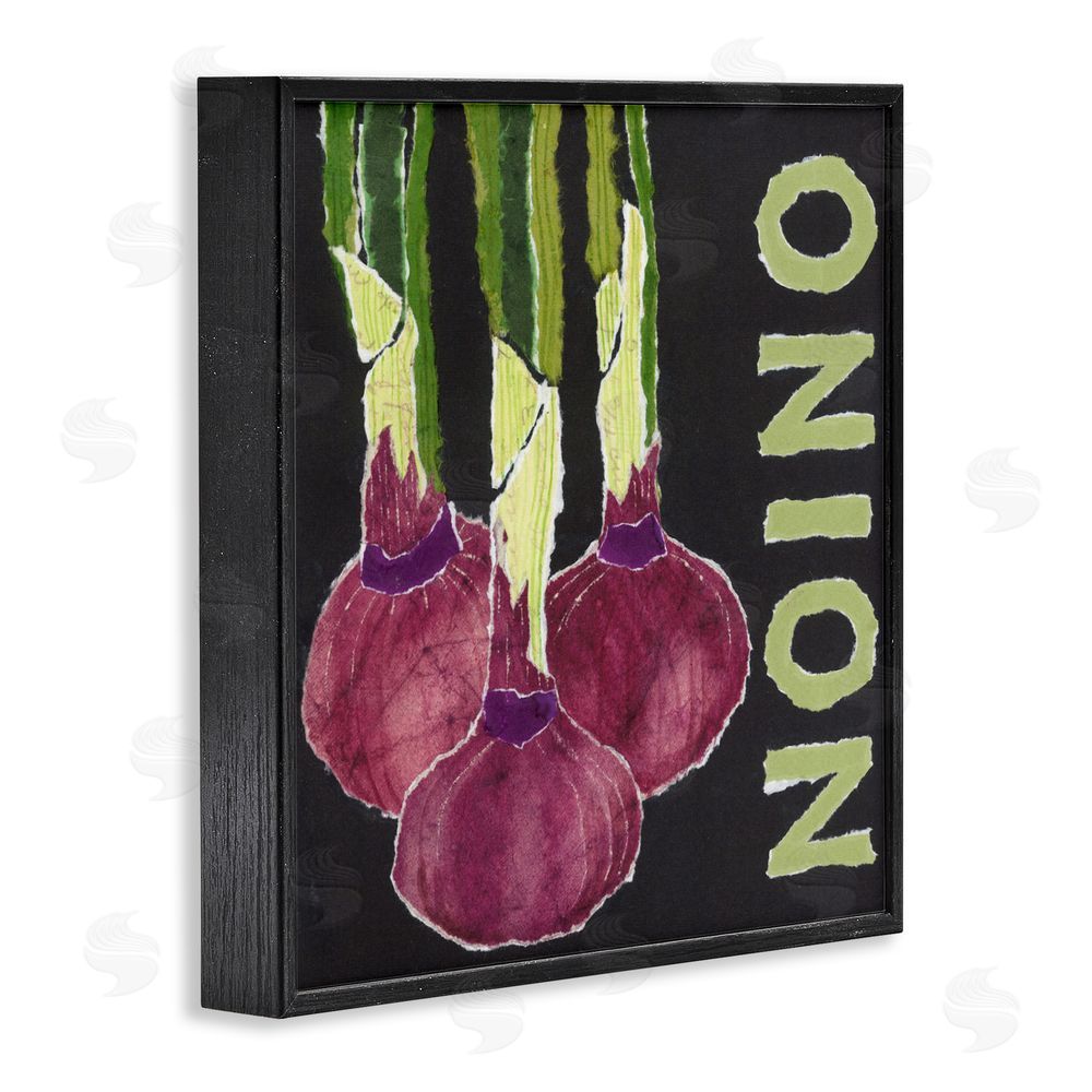 Nancy Overton Collaged Garden Onion Black Framed Giclee Wall Art Print