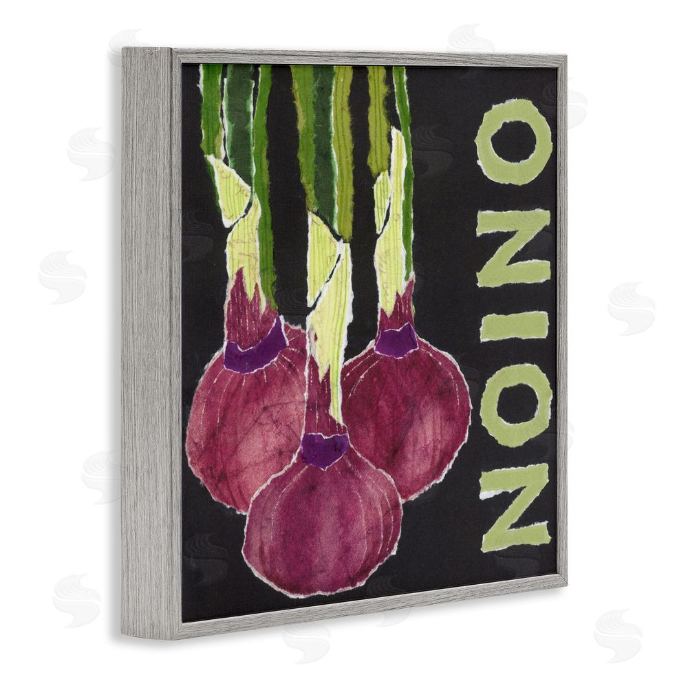Nancy Overton Collaged Garden Onion Gray Framed Giclee Wall Art Print
