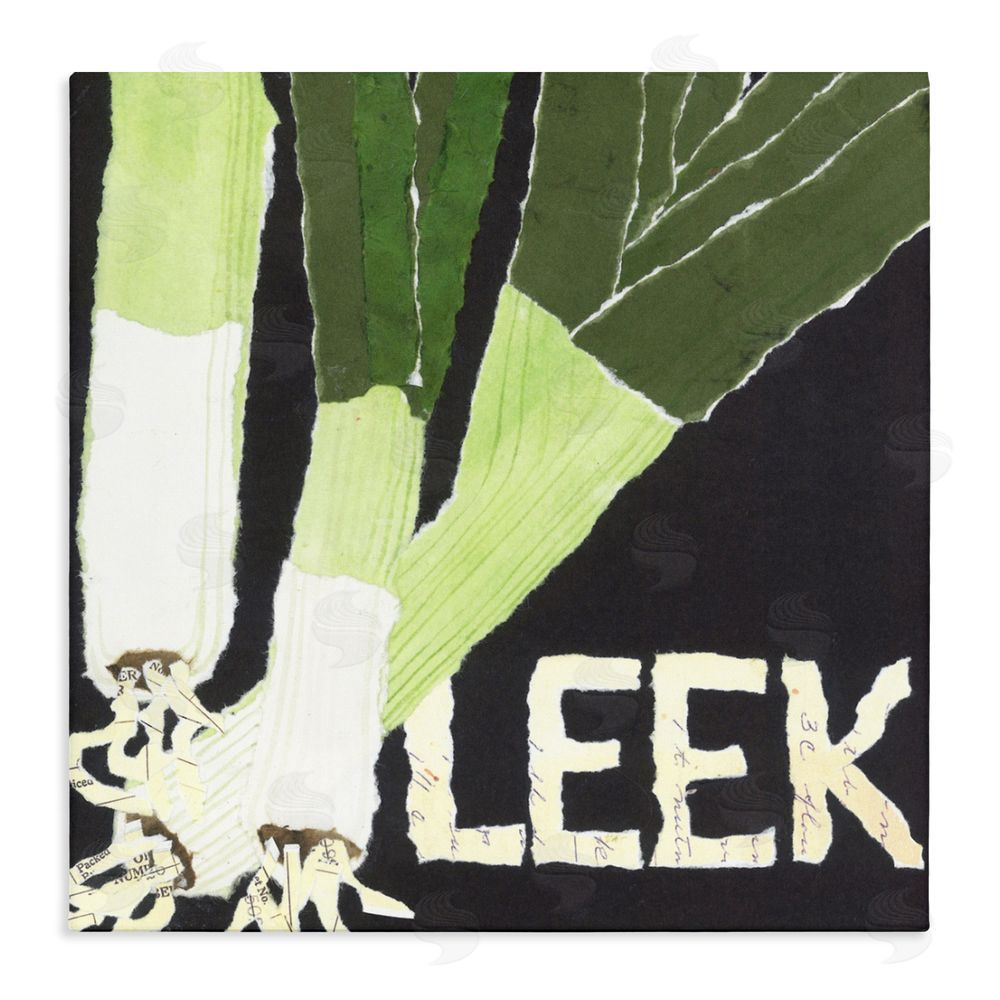 Nancy Overton Collaged Leek Vegetable Stretched Canvas Wall Art