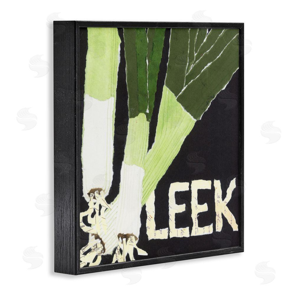 Nancy Overton Collaged Leek Vegetable Black Framed Giclee Wall Art Print