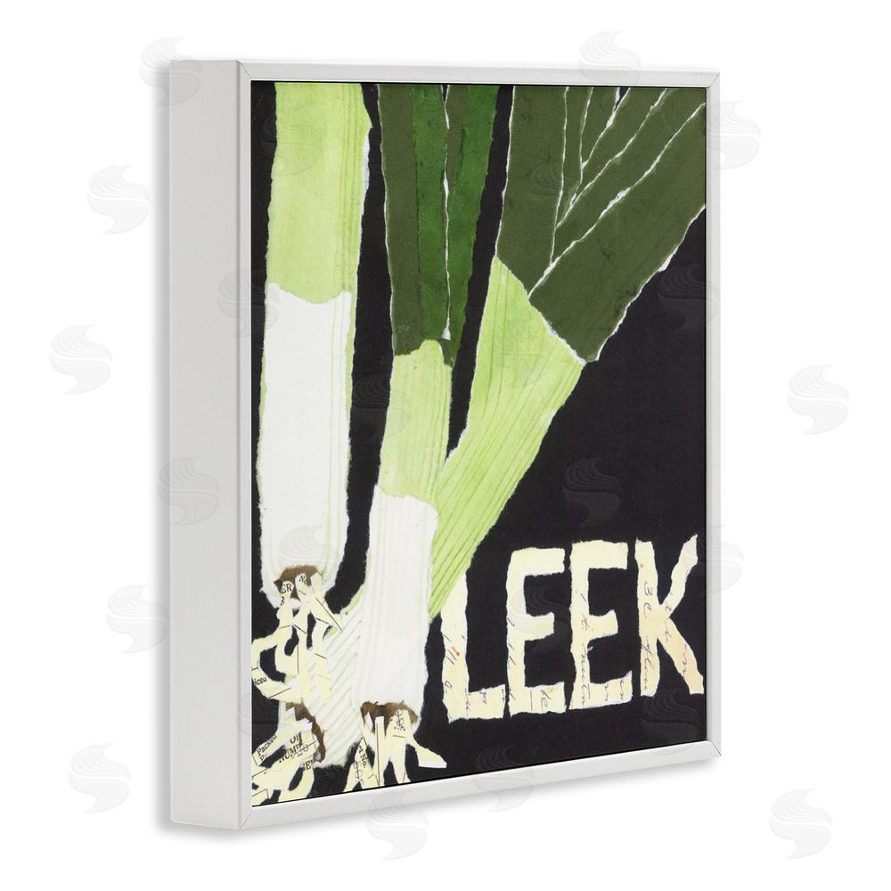 Nancy Overton Collaged Leek Vegetable White Framed Giclee Wall Art Print