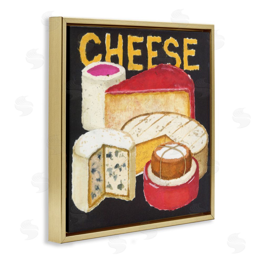 Nancy Overton Assorted Cheese Wheels Gold Floating Frame Canvas Wall Art Print