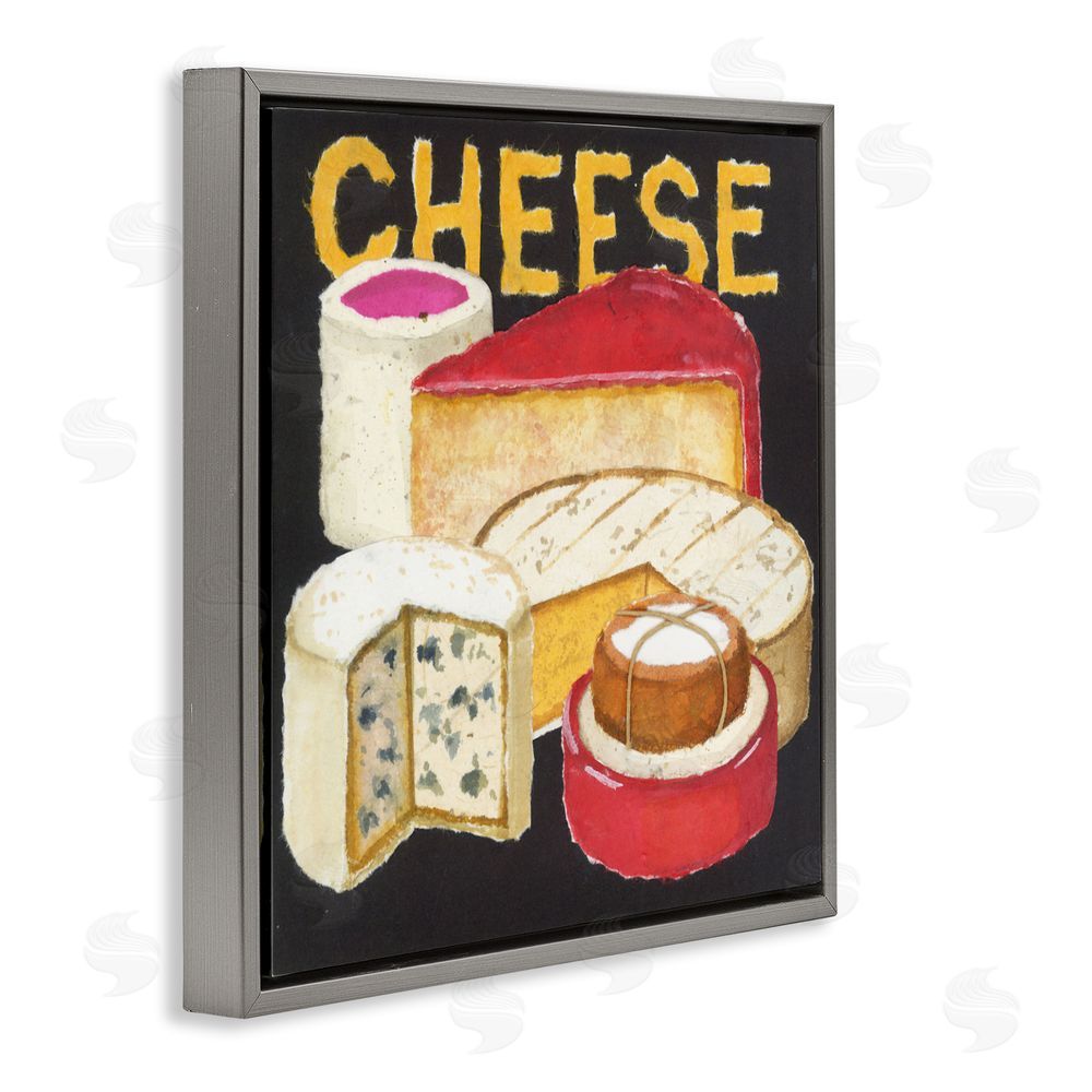 Nancy Overton Assorted Cheese Wheels Gray Floating Frame Canvas Wall Art Print