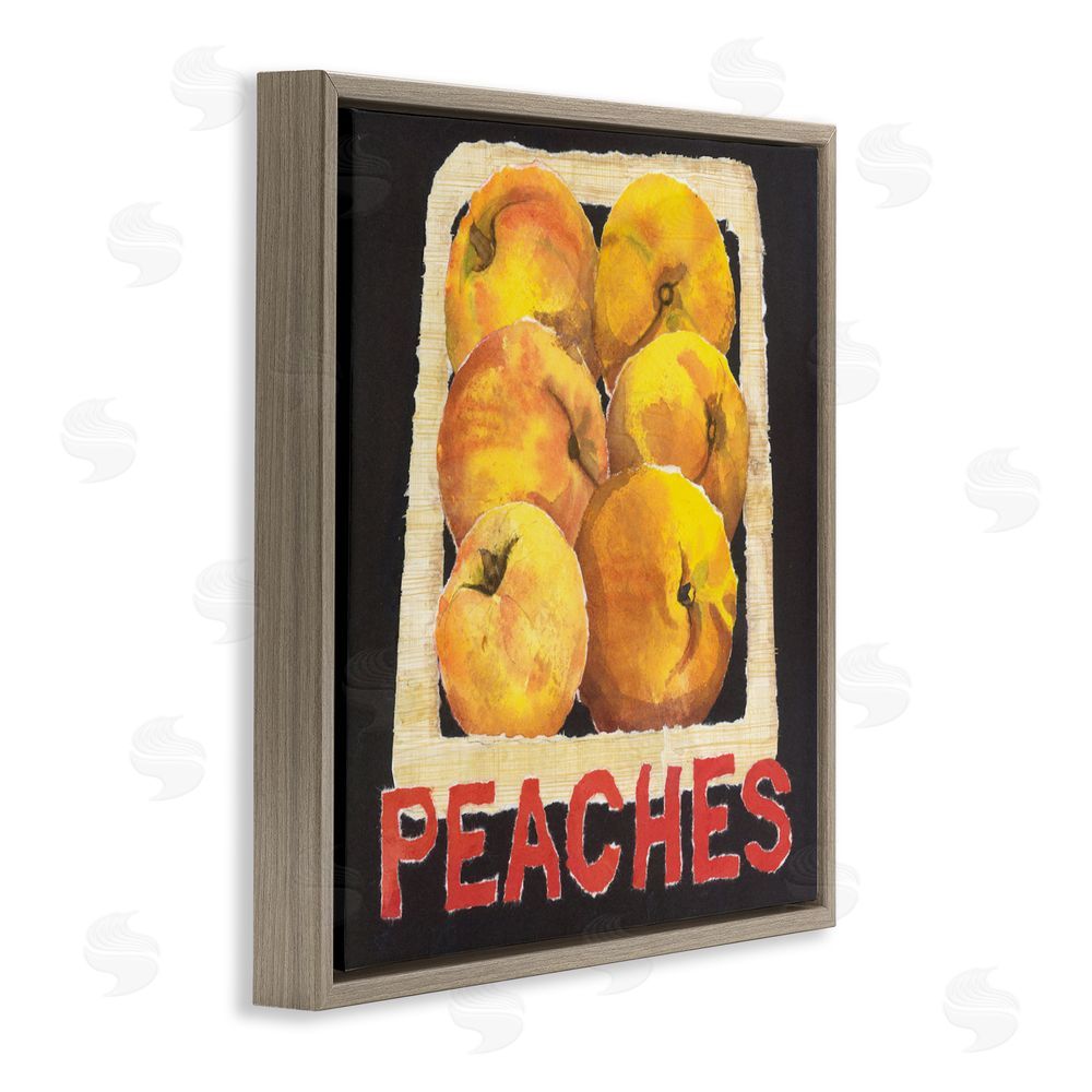 Nancy Overton Collaged Garden Peaches Brown Floating Frame Canvas Wall Art Print