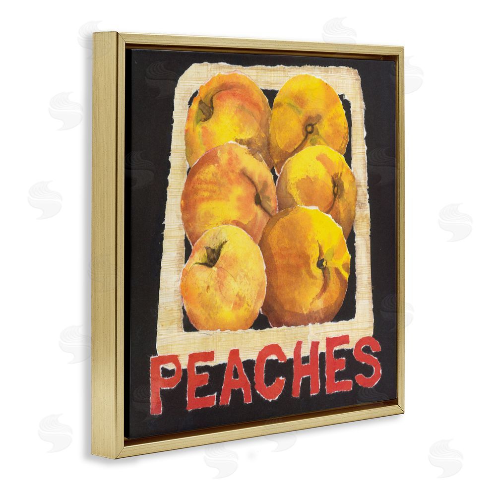 Nancy Overton Collaged Garden Peaches Gold Floating Frame Canvas Wall Art Print