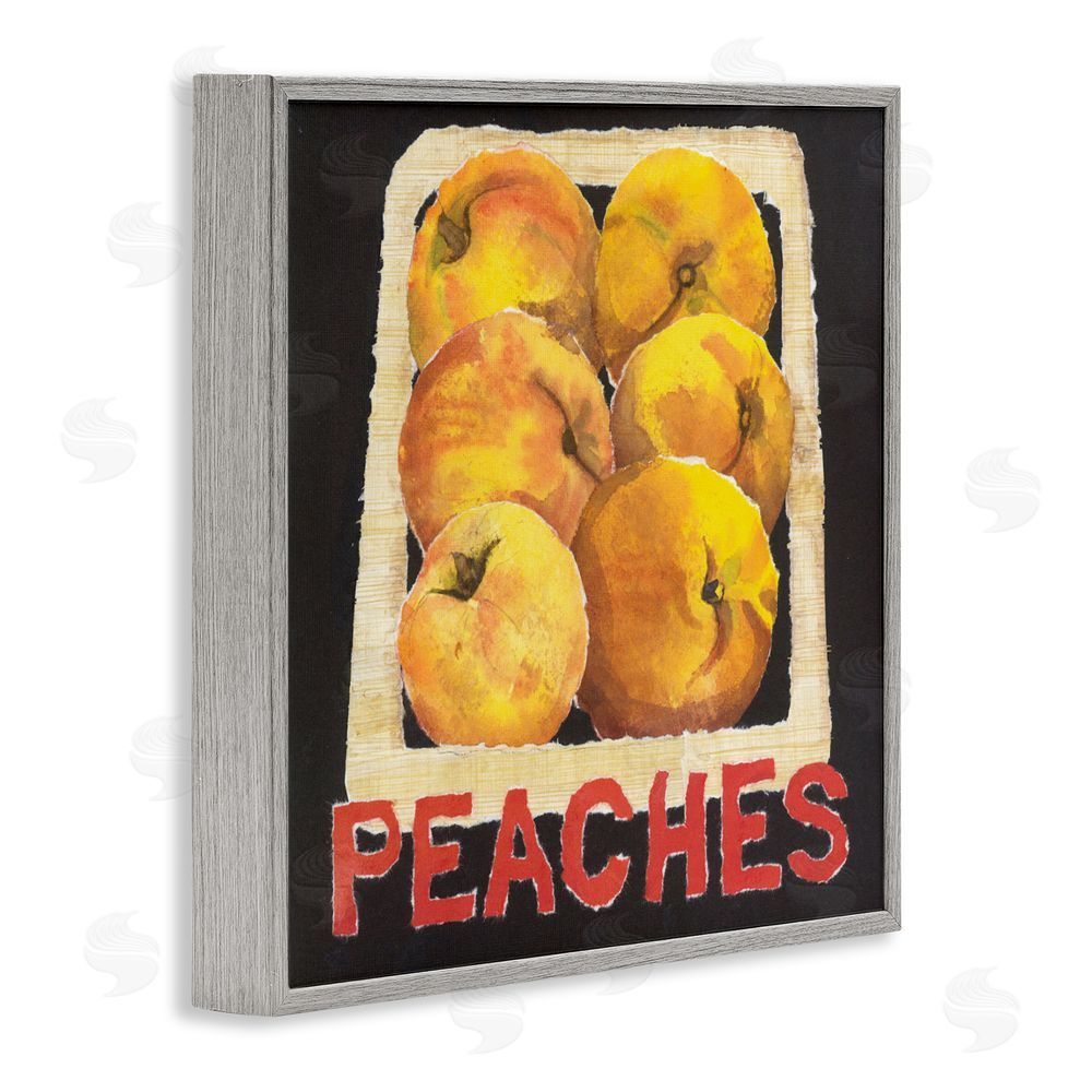 Nancy Overton Collaged Garden Peaches Gray Framed Giclee Wall Art Print