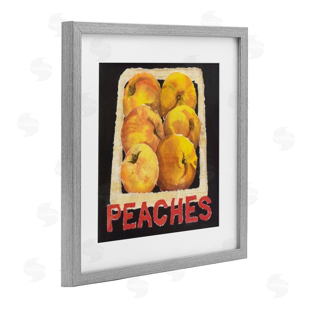 Nancy Overton Collaged Garden Peaches Gray Framed Print Under Glass Wall Art