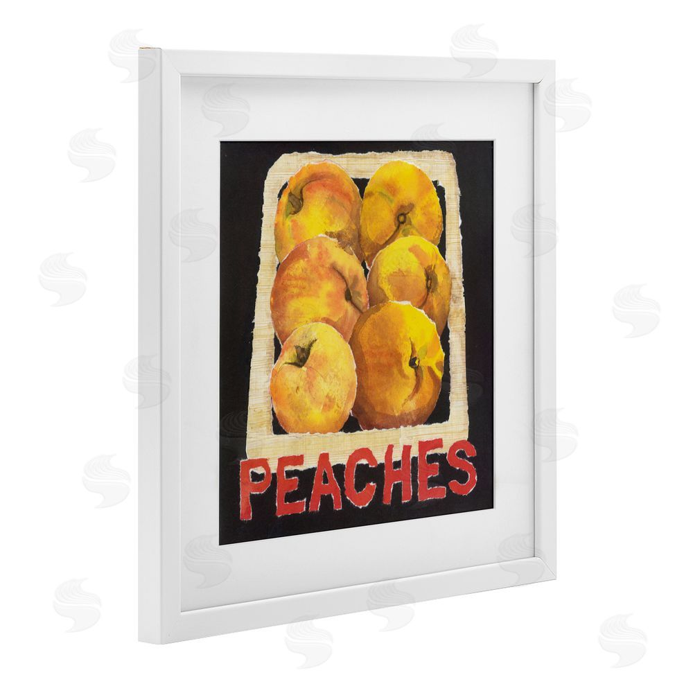 Nancy Overton Collaged Garden Peaches White Framed Print Under Glass Wall Art