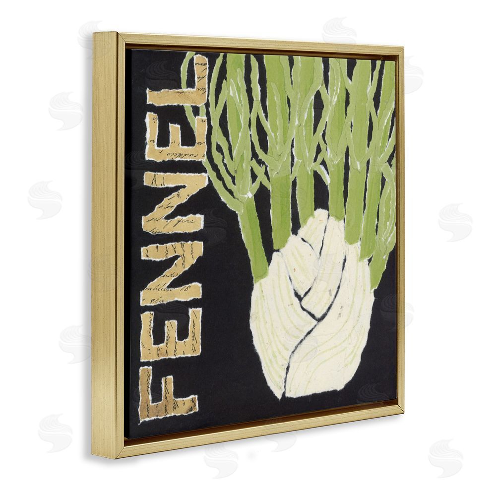 Nancy Overton Fennel Root Vegetable Gold Floating Frame Canvas Wall Art Print