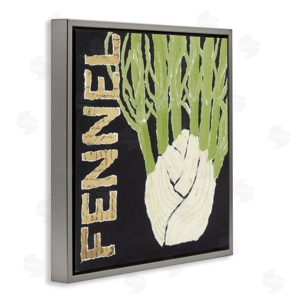 Nancy Overton Fennel Root Vegetable Gray Floating Frame Canvas Wall Art Print
