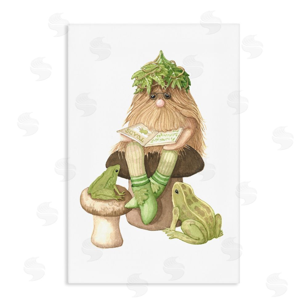 Nancy Overton Garden Elf with Frogs Stretched Canvas Wall Art Print