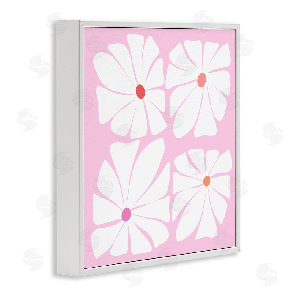 Pooja Dave Four Contemporary Daisies White Frame Giclee Art Print