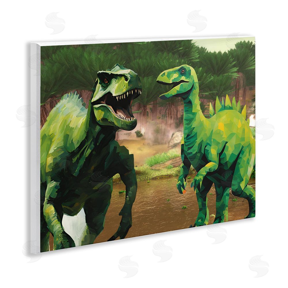 Jesse Keith Green Jungle Dinosaurs Wall Plaque Art Print
