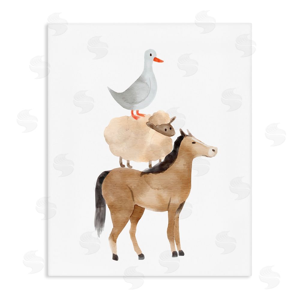 Kim Allen Farm Life Stack Stretched Canvas Wall Art Print