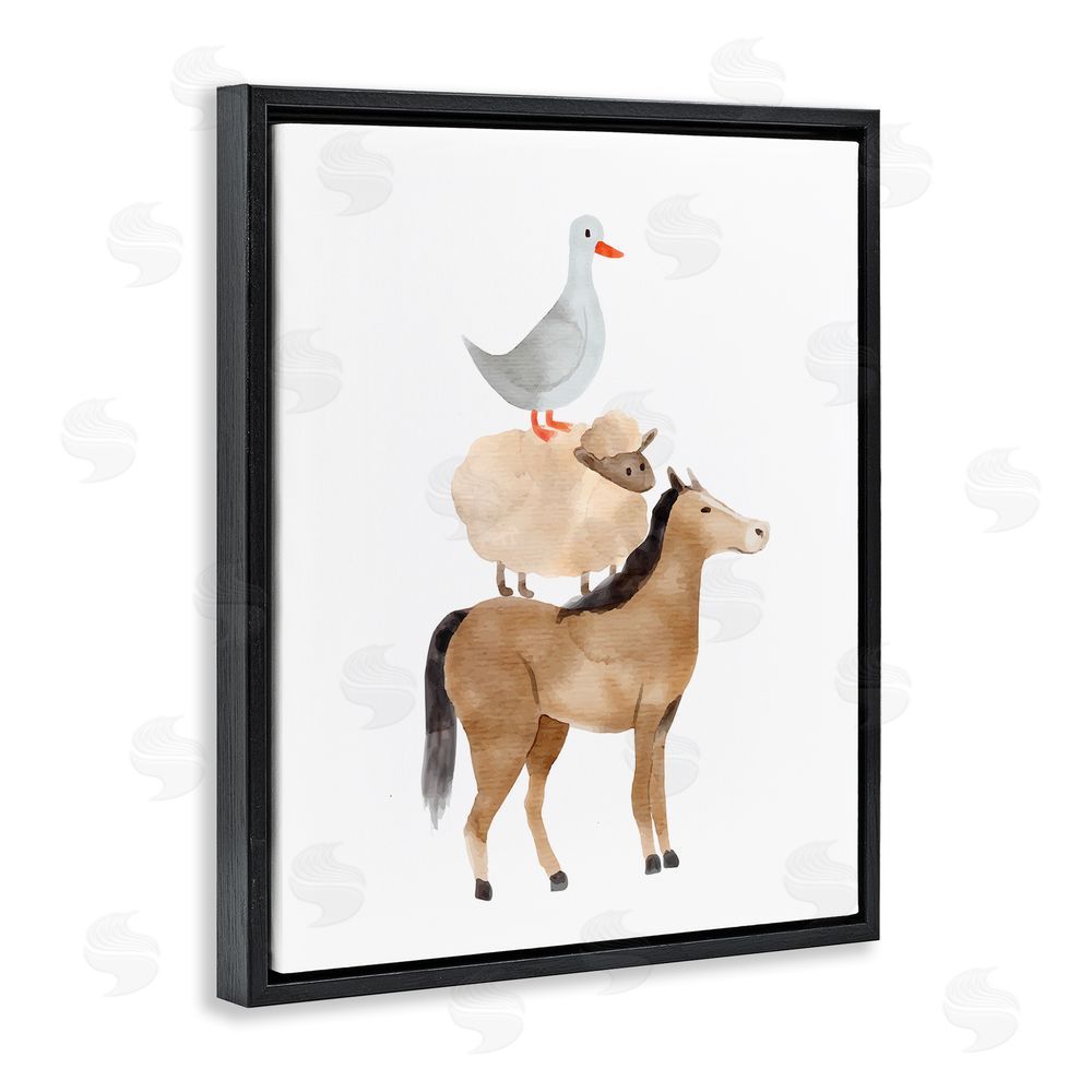 Kim Allen Farm Life Stack Black Floating Frame Canvas Wall Art Print