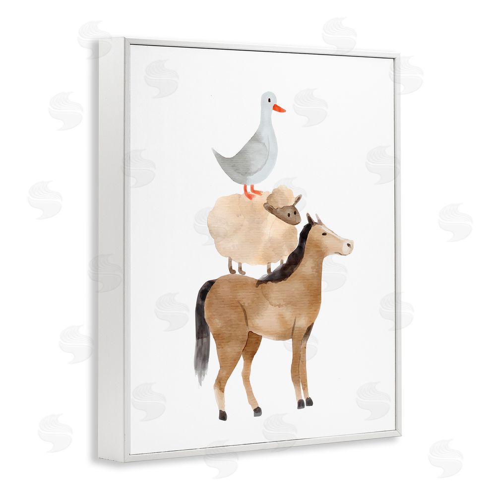 Kim Allen Farm Life Stack White Framed Giclee Wall Art Print